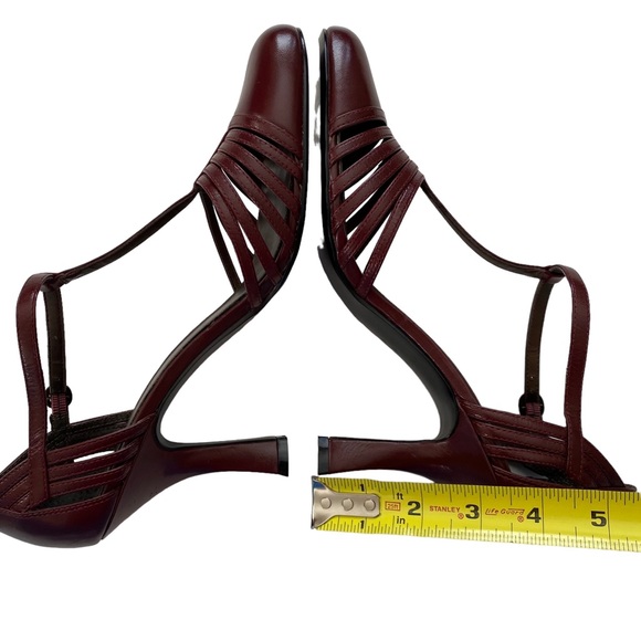 🚫SOLD🚫 BISOU BISOU Michelle Bohbot Faye Womens Wine Red Leather Heels Size 9M - Picture 8 of 12